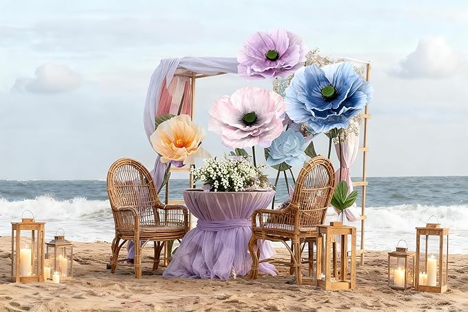 Giant Artificial Flowers 1pack Fake Flowers for Decoration, Fabric Poppy Flower for Wedding Birthday Easter Party Mother's Day Banquet Photography Props Garden Shop Window Display Decor (Pink)