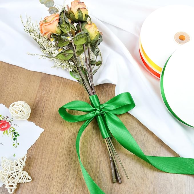 100 Yards 1 inch Satin Ribbon, Fabric Ribbon Solid Color Perfect for Gift Wrapping, Wedding, Handmade Bows, Floral Bouquets and Party Decoration(White)