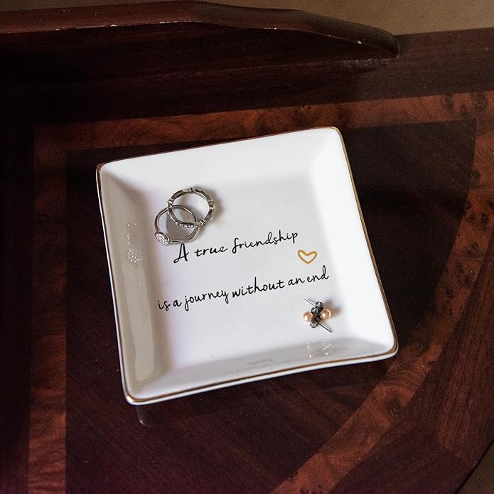HOME SMILE Ceramic Ring Dish Jewelry Tray for Mom Sister Friends