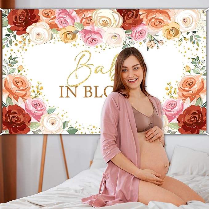 Avezano Baby in Bloom Backdrop for Girl Blush Floral Baby Shower Party Decorations Banner Sweet Girl Baby in Bloom Photography Background Photo Shoot Props