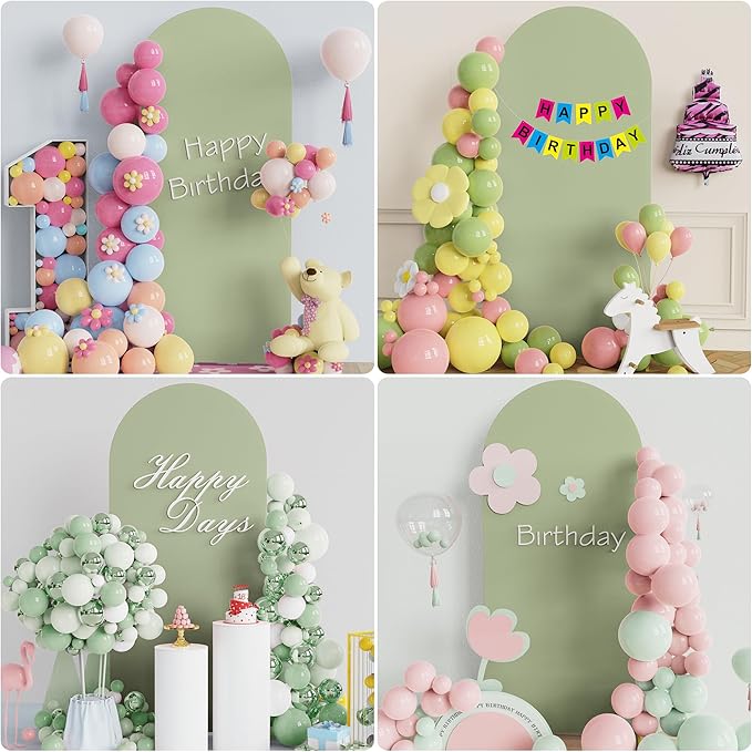 Wokceer 6FT Wedding Arch Cover Spandex Fitted Wedding Arch Stand Covers Round Top Sage Green Chiara Arch Cover for Birthday Party Ceremony Banquet Decoration