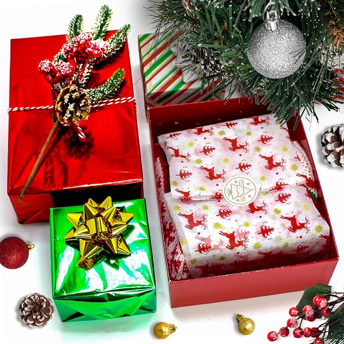 160 Sheets Christmas Tissue Paper for Gift Wrapping, Art & Craft - Assortment Holiday Tissue Paper, 20 x 20 inches