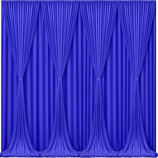 Royal Blue Backdrop Curtains 10 Panels - Wrinkle-Free Polyester Photography Drapes for Baby Shower & Birthday Party - 40 X 10FT