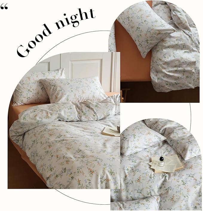 LifeTB Botanical Floral Duvet Cover Twin XL 3 Pieces Vibrant Flower Duvet Cover with Zipper Closure Girls Cottagecore Bedding Set Cotton Vintage Country Comforter Cover Boho Flower Bedding Set