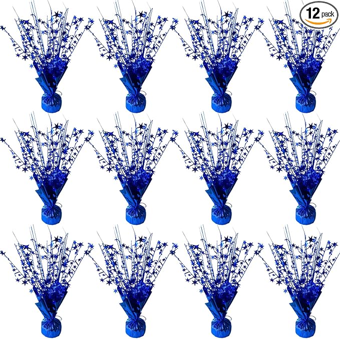 12 Pack Metallic Foil Spray Centerpiece Star Table Decoration Burst Table Centerpieces for Birthday New Years Nye Wedding Anniversary Graduation Holiday Party Supplies Decor, Navy Blue
