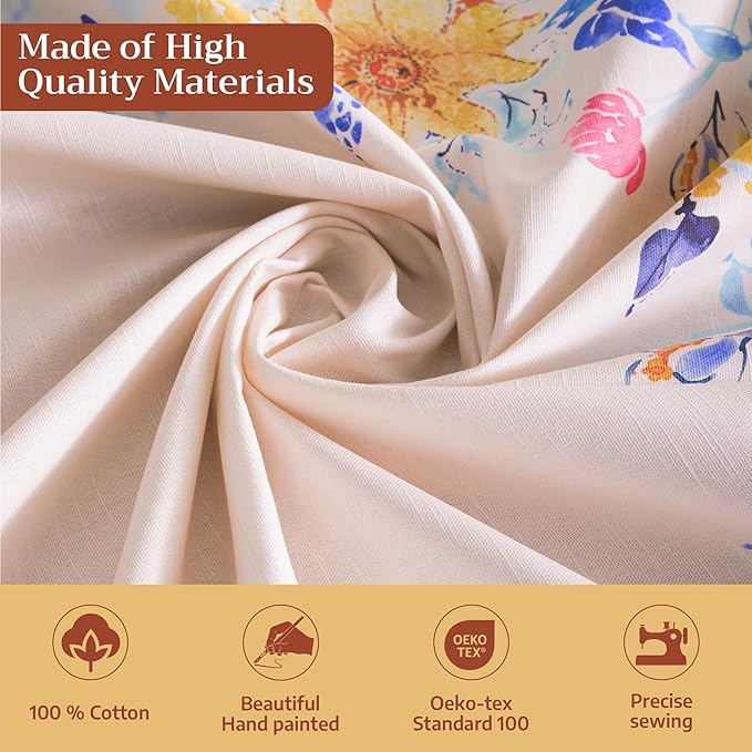 Maison d'Hermine Table Cloth Rectangle Table 100% Cotton Tablecloth for Dining Room, Farmhouse, Home, Hotel, Parties & Wedding - Ideal for Easter Decorations Spring & Summer (Girassol, 54" x 72")
