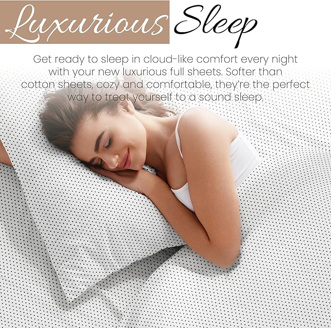 Linen Market Double-Brushed Patterned Microfiber Full Sheet Set 4 Piece – Oeko-TEX Certified Ultra Soft & Wrinkle-Free - 16" Deep Pocket Sheets - Easy Care Full Size - Stippled Gray
