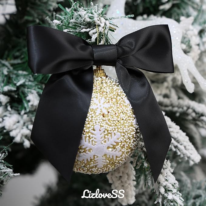 Black Satin Ribbon Twist Tie Bows 5 Inch Pre-Tied Black Gift Bows for Crafts, Treat Bags, Party Favors, Wedding, Baby Shower, Candy Apple, Christmas (36 Pack)