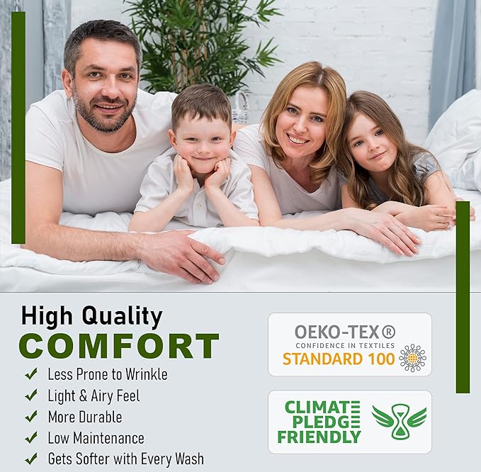 RUVANTI 100% Cotton Twin Sheets Set, 3 Pieces, Soft & Breathable Percale Weave Bedding, Deep Pocket 16", Hotel Standard, Crisp Cool Feel, Durable, Perfect Striped Bed Sheet, Times