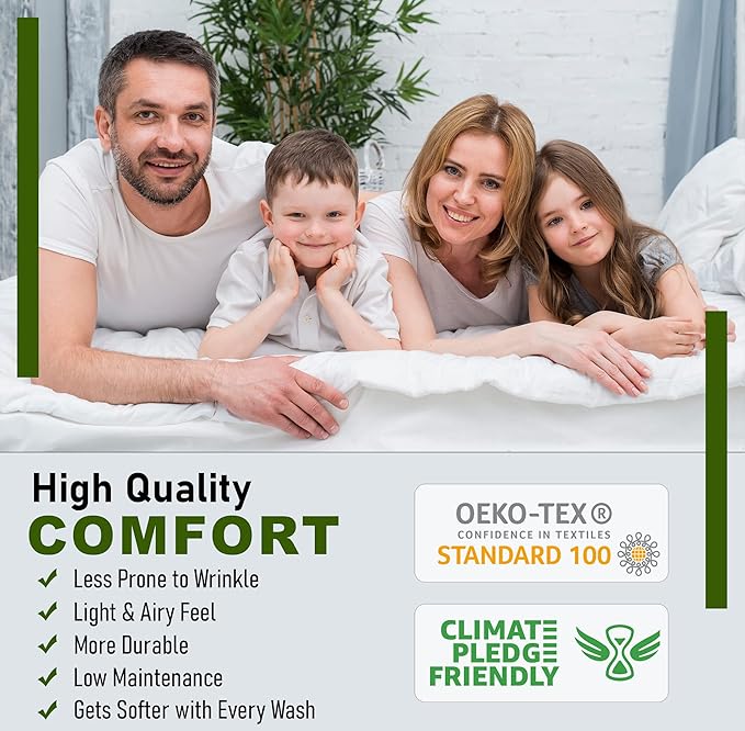 RUVANTI 100% Cotton Sheets Queen Size Set, 4 Pieces, Soft & Breathable Percale Weave Bedding, Deep Pocket 16", Hotel Standard, Crisp Cool Feeling, Durable, Perfect Floral Sheet, Idiomatic Expression