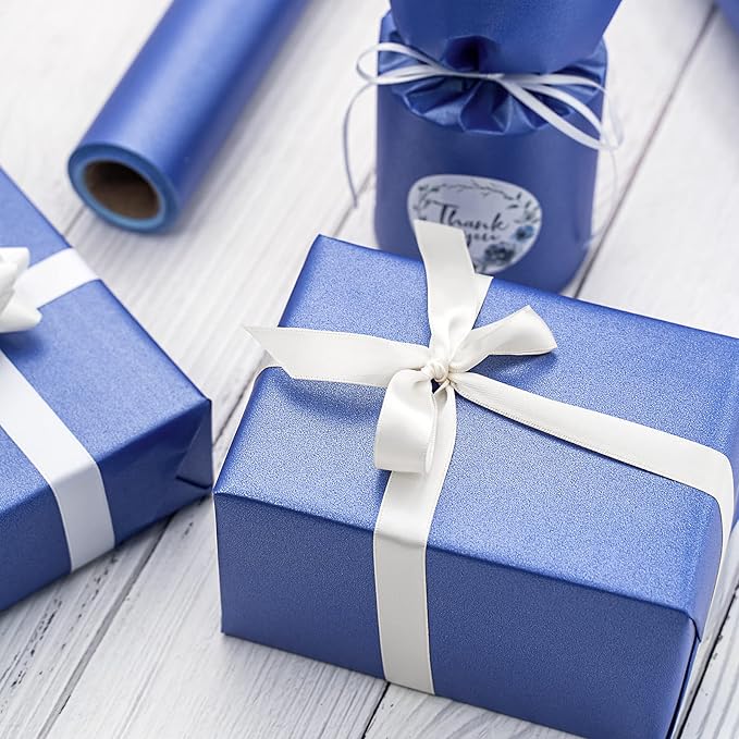 RUSPEPA Royal Blue Matte Wrapping Paper - Solid Color Pearly - Luster Paper Perfect for Wedding, Christmas, Baby Shower -17 Inches X 32.8 Feet