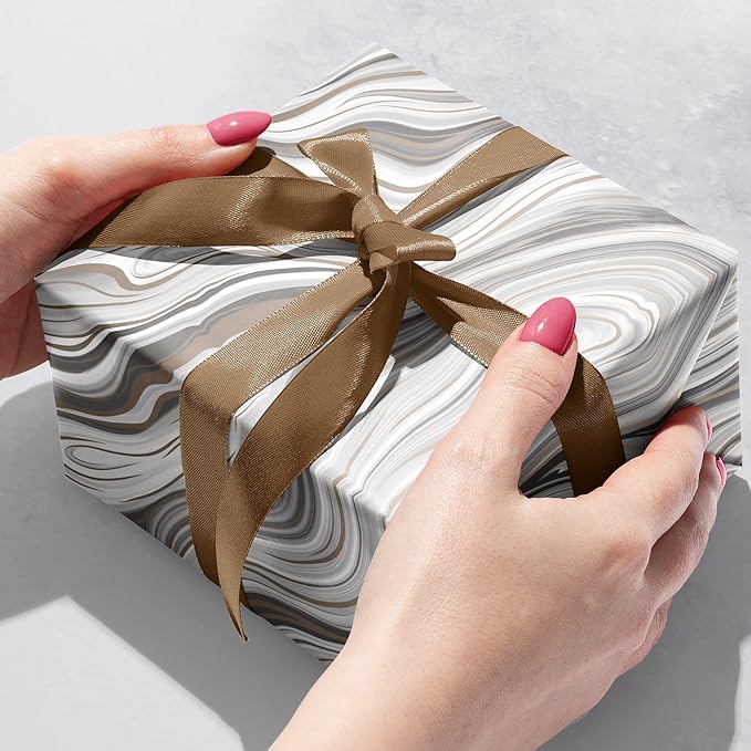Jillson Roberts Bulk Gift Wrap, Everyday Gift Wrapping Supplies, Marbelized Silver, Full Ream 833 feet x 30 inches