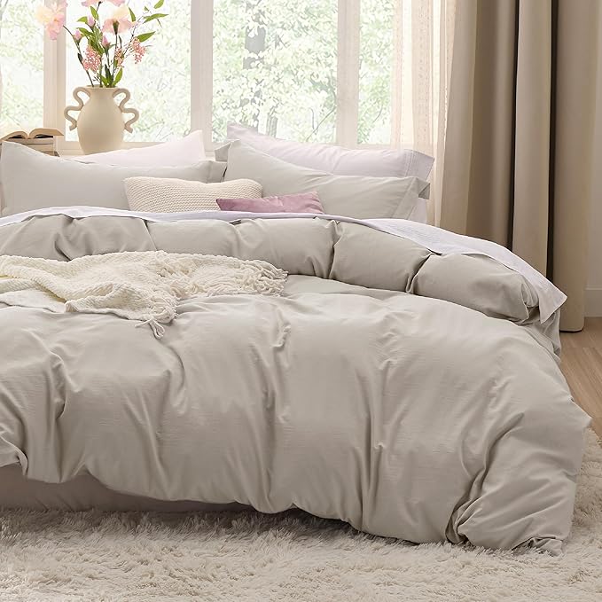 Bedsure California King Duvet Cover Only - Prewashed Extra Soft All Season Bedding, Includes 1 Cal King Duvet Cover 104x98 Inches with Zipper Closure, Linen, Comforter Not Included