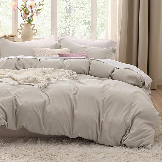 Bedsure Oversized King Duvet Cover Only - Prewashed Extra Soft All Season Bedding, Includes 1 Duvet Cover 120x98 Inches with Zipper Closure, Linen, Comforter Not Included