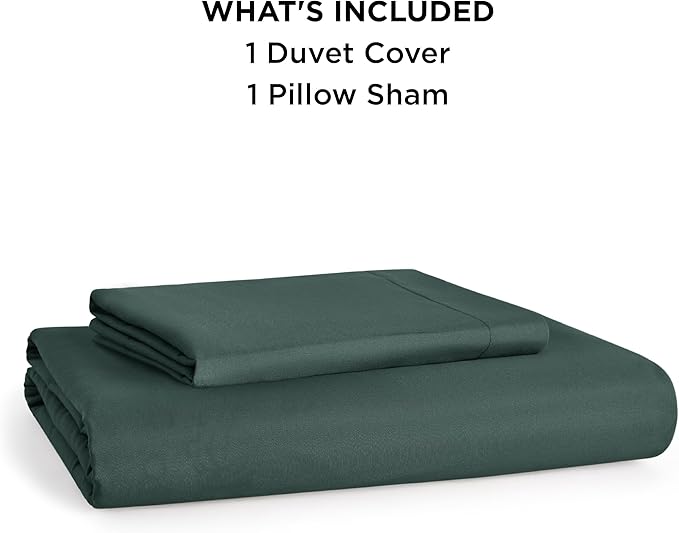Bedsure Duvet Cover Twin/Twin XL Size - Soft Double Brushed Bedding Set for Kids & Adults, Zipper Closure, 2 Pieces, Includes 1 Duvet Cover (68"x90") & 1 Pillow Sham, NO Comforter, Forest Green