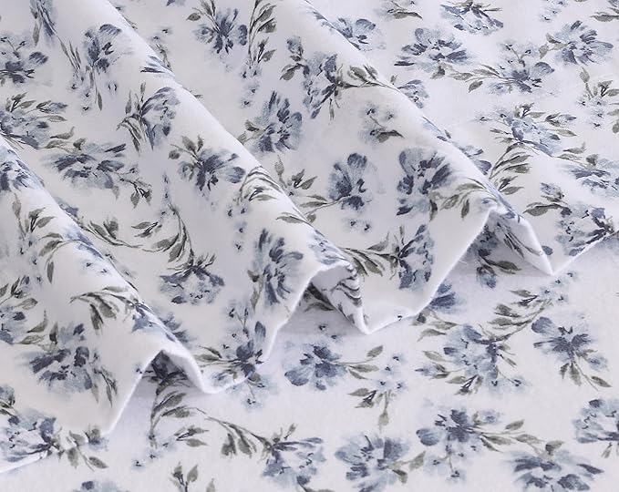 RUVANTI Flannel Sheets Queen Size - 100% Cotton Double Brushed Bed Sheets, Deep Pockets 16 Inches Queen Sheet Set, All Seasons Breathable & Extra Soft - Warm & Cozy, 4 Piece, Perri Me