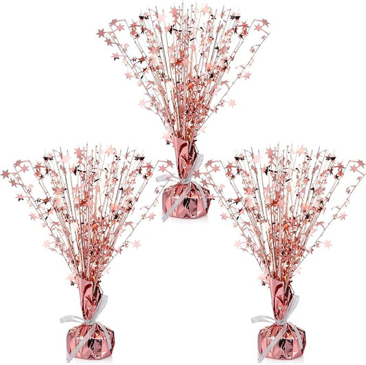 Crowye 3 Pieces Metallic Foil Spray Centerpiece Christmas Party Star Table Decoration Burst Centerpieces Fall Table Decor for Birthday New Year 2026 Party Holiday(Rose Gold)