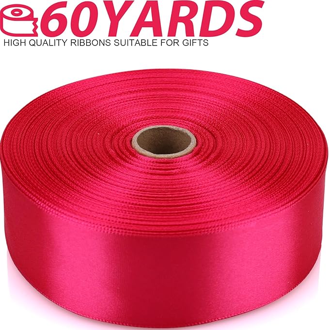 1-1/2 Inch 60 Yards Hot Pink Solid Satin Ribbon for Gift Wrapping,Craft Floral Bouquets,Wedding Party,Timeless Flower,Decoration Floral Hair,Balloons