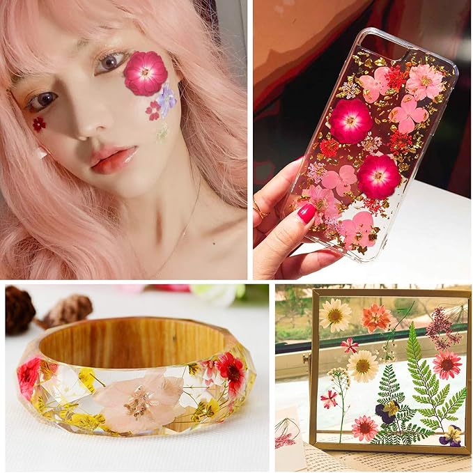 Augshy Red Dried Pressed Flowers, Pressed Red Roses Dried Flowers for Resin Molds Jewelry Nail Art Craft DIY