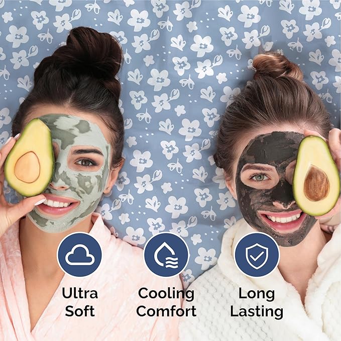 Floral Sheets - Blue Floral Bed Sheet Set - 1 Flat, 1 Fitted & 2 Pillowcases w/ Deep Pockets - Comfy, Wrinkle & Fade Free - Boho Botanical Bedding - Ultra-Soft, Breathable & Cooling - Queen Size Set