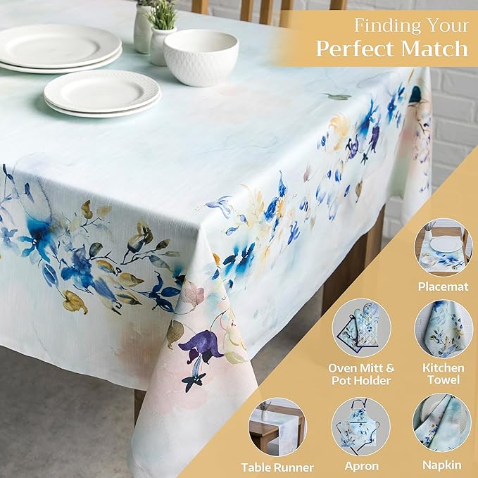 Maison d' Hermine Table Cloth Rectangle Table 100% Cotton 70 x 120 Inches Tablecloth Reusable Decorative for Dining Room, Farmhouse, Home, Party, Festive & Wedding Spring Summer - Lazy Summer Days