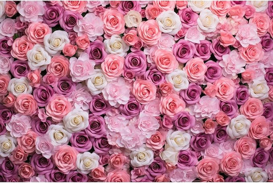 Pink Red Roses Backdrop Flowers Floral Wall Photography Background Baby Shower Wedding Birthday Party Banner Anniversary Decorations Girls Children Adults Portrait Video Studio Prop 10x6.5ft