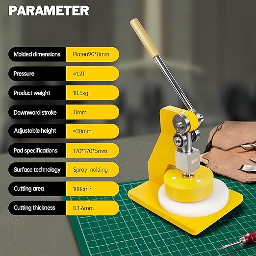 Circle Sampler Cutter Round Sample GSM Cut Machine for Fabric, Rubber, Leather, Carpet, Paper ，Foam，100cm² Manual Die Cutter Hand Press Mold Cutter Leather Leathercraft Cutting Machine