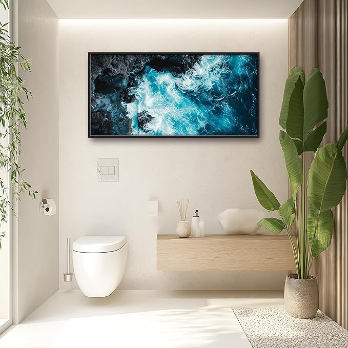Blue Ocean Large Wall Art Framed Wall Decor for Living Room Ocean Reef Pictures Oversized Canvas Print Painting Modern Extra Large Artwork for Bedroom Office Home Decor 60"x30"
