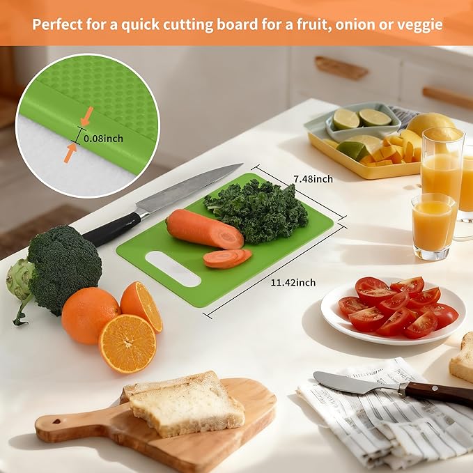 Kitchen Cutting Board Set of 6, Plastic Cutting Boards with Easy Grip Handle for Kitchen Cooking, Non Slip Cutting Mat Pad for Meat, Fruit, Vegetables, 12 Inch by 8 Inch