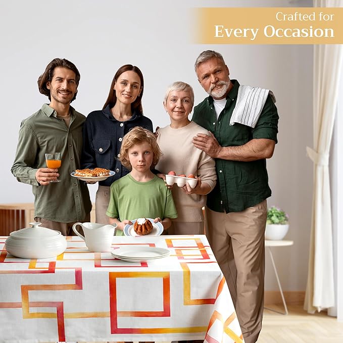 Maison d' Hermine Table Cloth Square Table 100% Cotton 60 x 60 Inches Tablecloth Reusable Decorative Everyday Use for Dining Room, Farmhouse, Home, Party, Festive & Wedding Spring Summer - Summer Maze