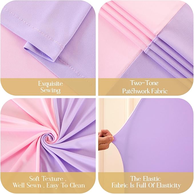 Pink and Lavender Arch Backdrop Cover 7.2FT 6.6FT 6FT Arch Covers Stretchy Backdrop Set of 3 Wedding Arch Cover Spandex Fitted Double-Color Fabric Arch Covers for Party Baby Shower Birthday Decoration