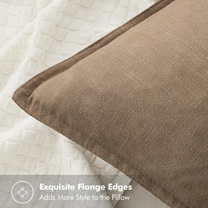 MIULEE Decorative Linen Lumbar Pillow Covers 12x20 Inch Khaki Boho Farmhouse Neutral Winter Couch Throw Pillows for Bed Pack of 2 Accent Modern Pillowcase Sofa Livingroom Home Decor