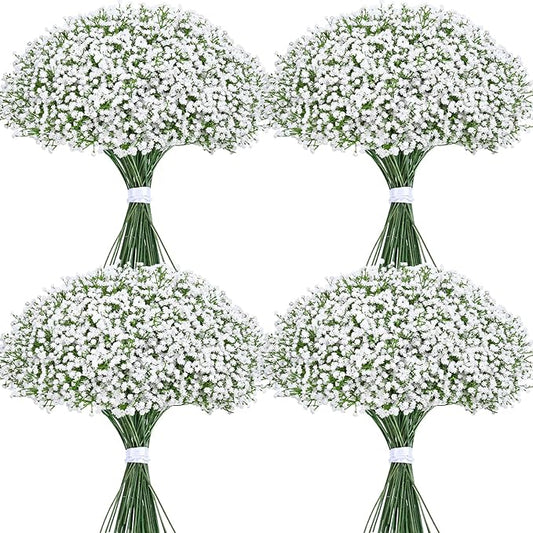 Yastouay Babys Breath Artificial Flowers, 30Pcs Fake White Babys Breath Flowers Artificial Bulk, Real Touch Faux Babies Breath Gypsophila Bouquet for Wedding Floral Arrangement Party Decor