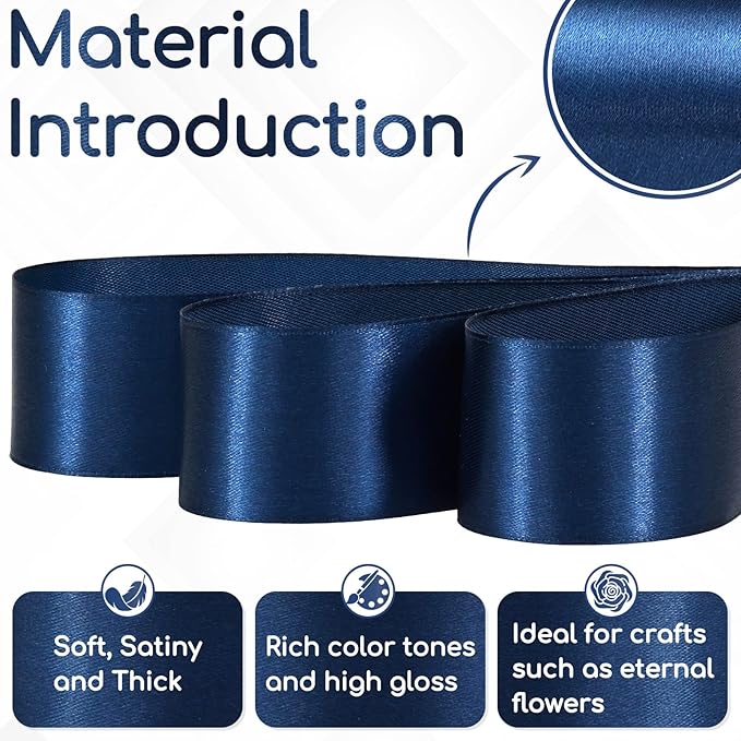30 Yards Navy Blue Ribbon 1-1/2 Inch, Dark Blue Satin Ribbon for Gift Wrapping, Flower Bouquet, Crafts, Hair Accesories, Christmas, Wedding and Birthday