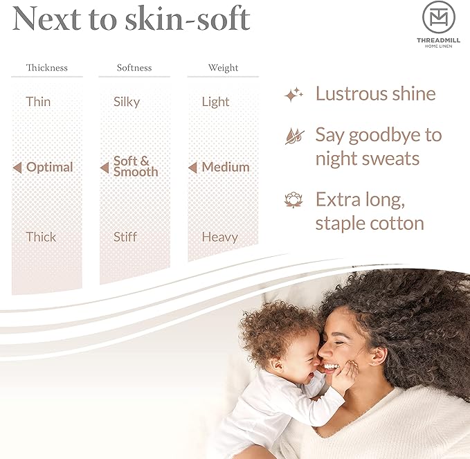 Threadmill - Twin Sheets Sets Soft 100% Cotton Cooling Sheets Deep Pocket Snug Fit Elastic, 500 Thread Count, 3-Pc, Hotel Quality Bed Sheets, Beats Egyptian Cotton Claim (Pure White)