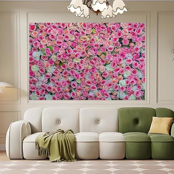 Pink Rose Flowers Theme Photography Backdrop Baby Shower Wedding Happy Birthday Photo Background Dessert Cake Table Floral Decoration Supplies Studio Props Decor Background 9x6ft
