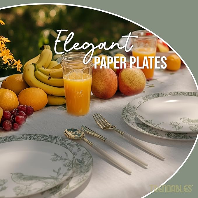 Trendables Floral Paper Plates 8.5 Inch & 10.5 Inch 40 Pcs Dinner Plate Set Fancy Disposable Plates for Party for 20 Guests 20 X 8 & 20 X 10 Large & Small Paper Plate Set for Parties Yaffa