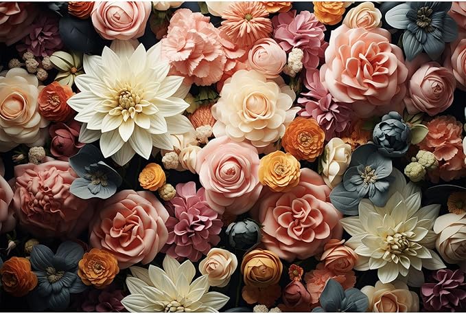 Floral Backdrop Full Glory Vibrant Blossoms Various Flowers Photography Background Idyllic Romantic Floral Theme Party Anniversary Wallpaper Adult Artistic Portrait Photo Studio Props 9x6ft