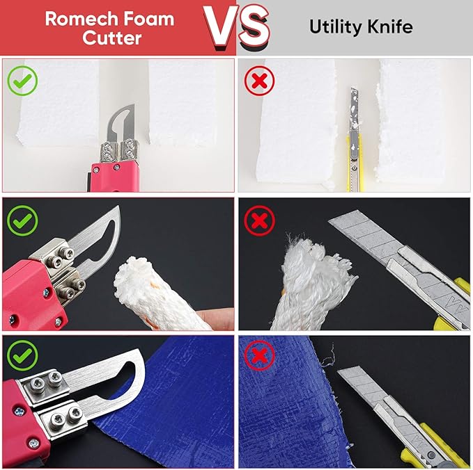 ROMECH Foam Cutter Pro Electric Hot Knife, 100W Styrofoam Cutting Tool Kit- with Heavy-duty Case Blades & Accessories RM-008 (100W)