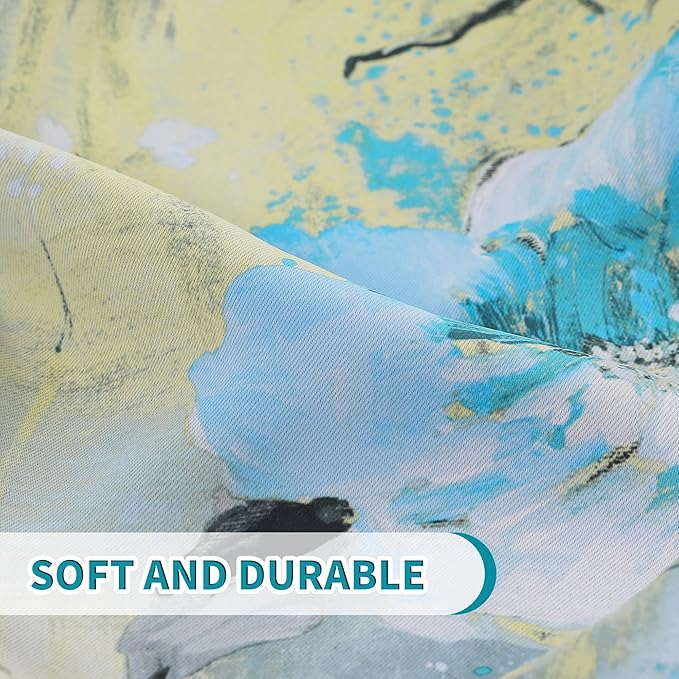 MYSKY HOME Bule Floral Curtains 63 inch Length 2 Panels Printed Curtains for Bedroom Living Room Darkening Thermal Insulated Curtains Vintage Flower Grommet Curtains Teal and Blue