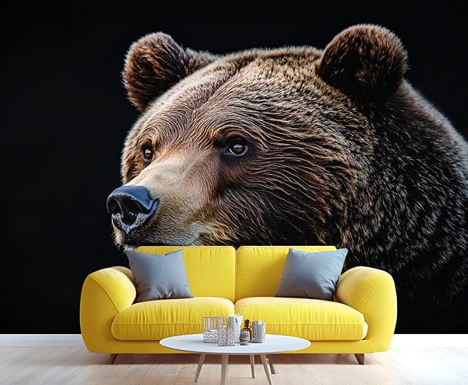 Brown Bear Wall Mural, Bear 3D Wall Murals, Wild Animal Wallpaper Mural, for Living Room Bedroom Large Wallpaper Indoor Decor 78.7" W x55.1 H