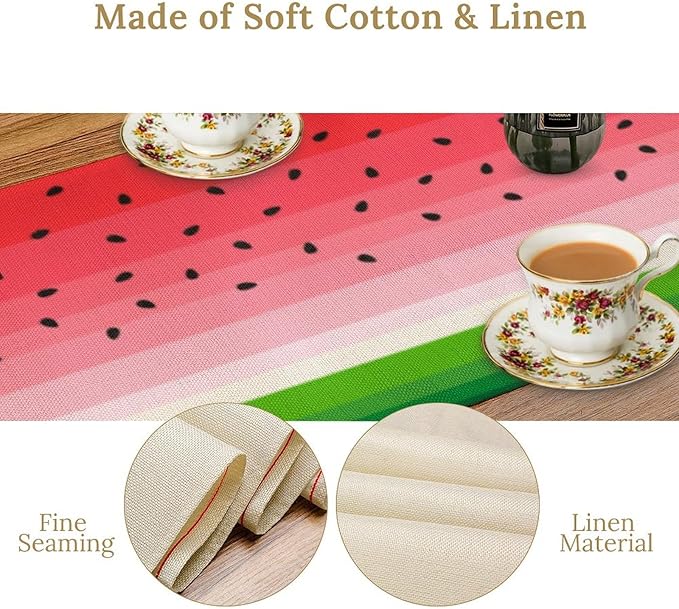 Watermelon Table Runner,Summer Fruit Tropical Birthday Party Decorations Dining Room Home Kitchen Table Decor 13 x 108In