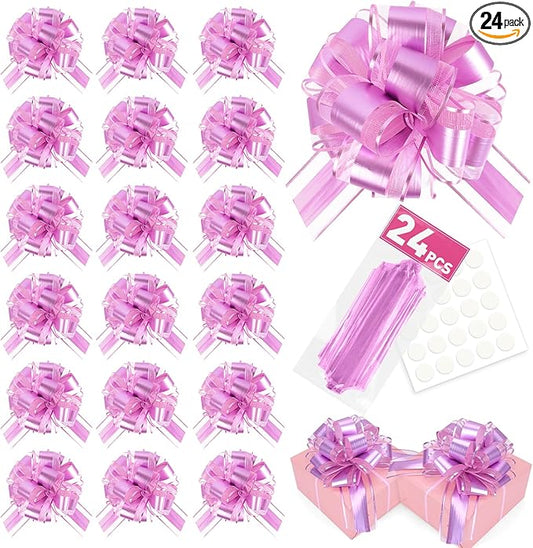 24PCS 6 Inch Large Pull Bows,Pink Bow for Gift Wrapping,Party Gift Wedding Ribbon Bows for Wrapping Boxes or Flower Decorations,Perfect for Christmas Valentine's Day Decoration Bow（Pink）