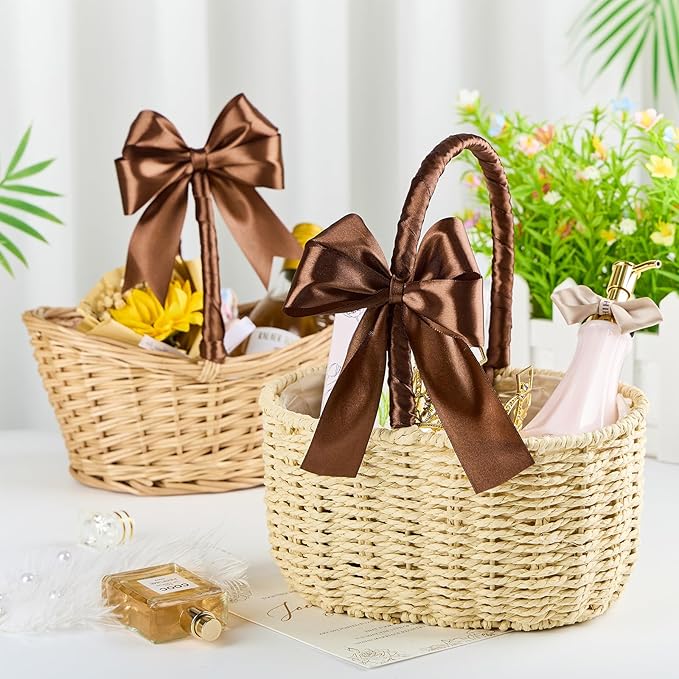 1-1/2 Inches 50 Yards Brown Satin Ribbon, Solid Fabric Ribbon Roll for Flower Bouquets, Gift Wrapping, Wedding, Handmade Crafts