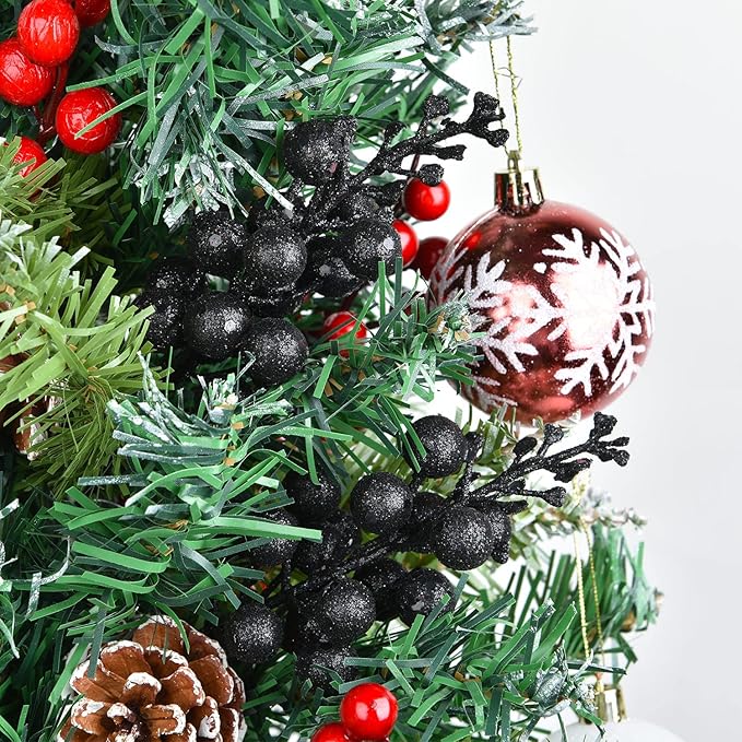 DearHouse 14 Pack Christmas Glitter Berries Stems, 7.8Inch Artificial Christmas Picks for Christmas Tree Ornaments, DIY Xmas Wreath, Crafts, Holiday and Home Decor (Black)