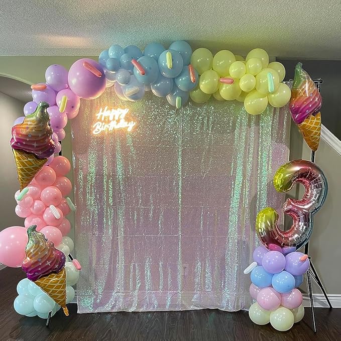 Iridescent Sequin Backdrop Curtain 10FTx10FT 1 Panel Glitter Metallic Photography Background Drapes for Wedding Birthday Events Baby Shower Party Decorartion