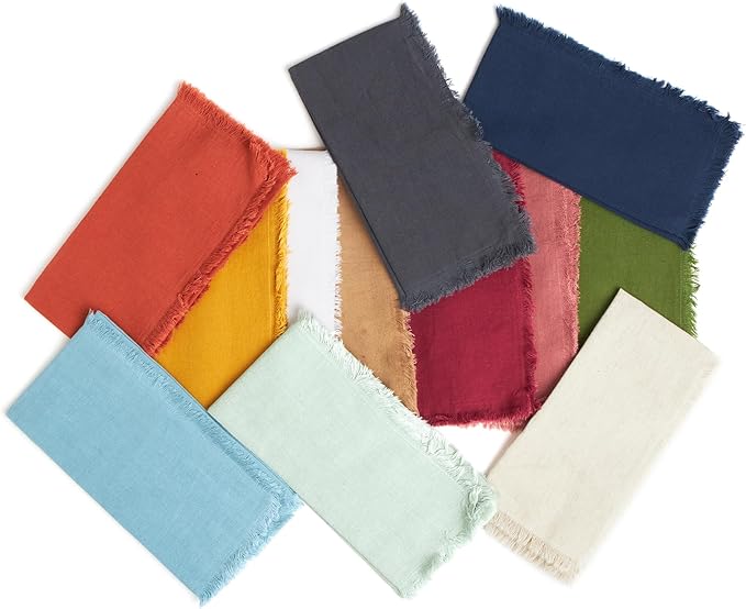ACCENTHOME White Cotton Linen Napkin Set of 12 18x18 inch Dinner Napkins - Washable Soft Premium Hotel Quality Reusable Hemmed Edges Napkins Perfect Table Linens for Family Dinners, Weddings