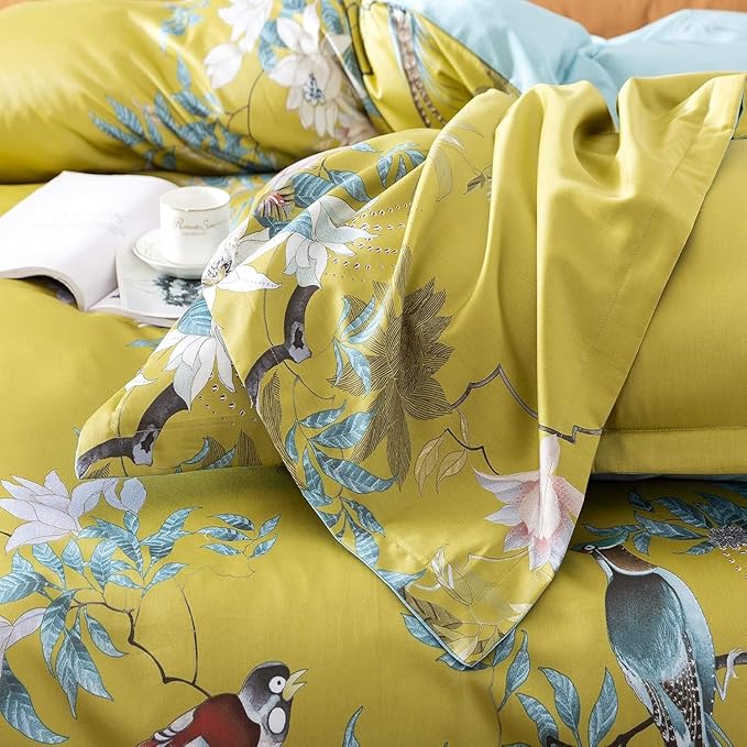 LifeTB Vintage Garden Floral Comforter Set Twin XL Vibrant Color Birds Flower Pattern Comforter Fluffy Soft Microfiber Boho Floral Bedding Comforter with 2 Pillowcases Cottage Botanical Comforter Set