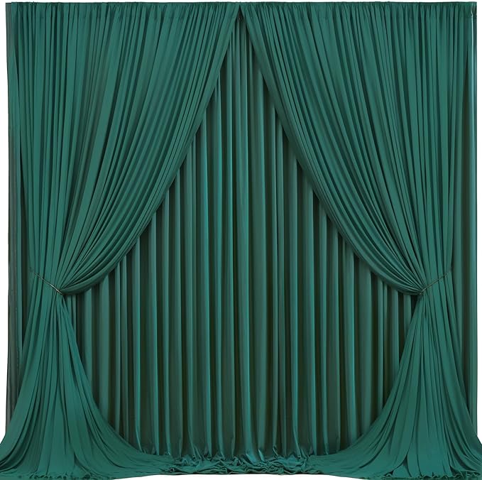 Hunter Green Backdrop Curtain-Wrinkle-Free Polyester Fabric Green Photography Curtains for Wedding Party Photo Background Decorations- 16 X10FT (Hunter Green)