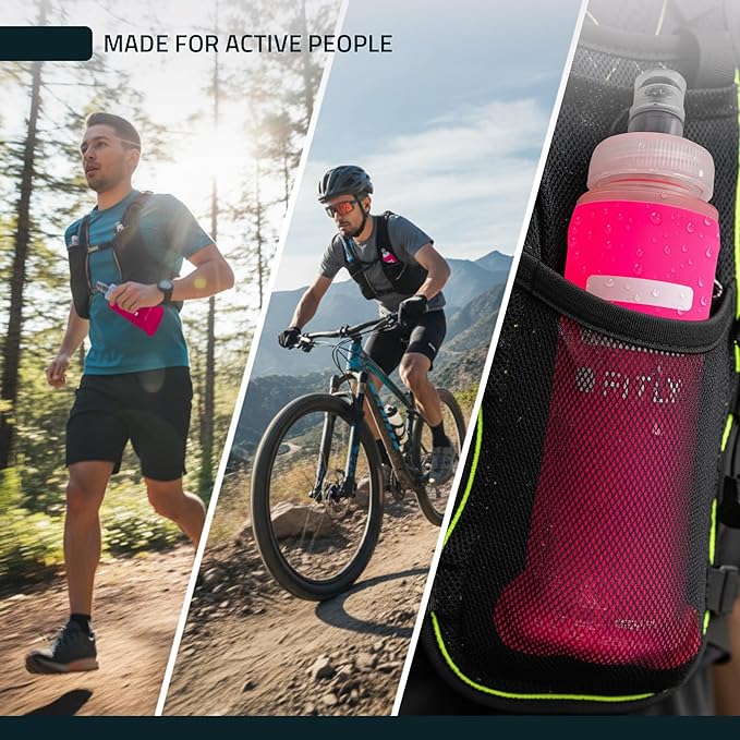 FITLY Soft Flask - Shrink As You Drink Soft Water Bottle for Hydration Pack - Folding Water Bottle Ideal for Running, Hiking, Cycling, Climbing & Rigorous Activity